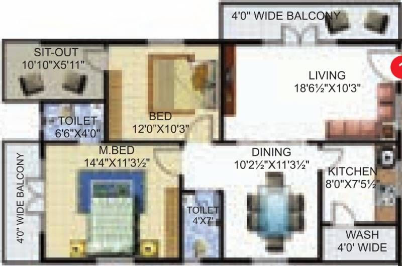 Sri Krishna Builders And Developers Excel Stone (2BHK+2T (1,380 sq ft) 1380 sq ft)