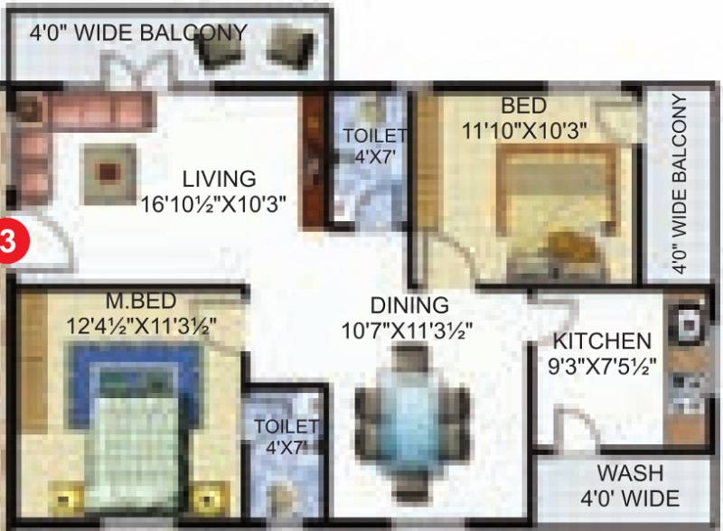 Sri Krishna Builders And Developers Excel Stone (2BHK+2T (1,246 sq ft) 1246 sq ft)