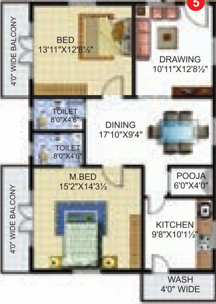 Sri Krishna Builders And Developers Excel Stone (2BHK+2T (1,473 sq ft) 1473 sq ft)