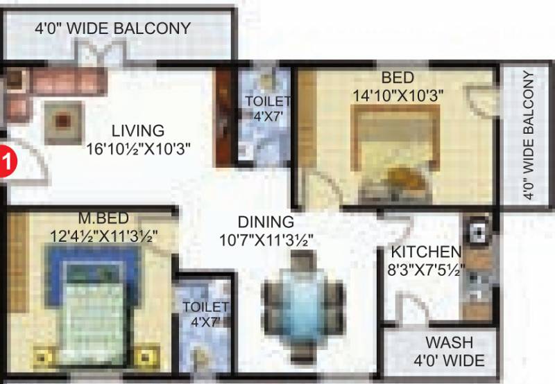 Sri Krishna Builders And Developers Excel Stone (2BHK+2T (1,283 sq ft) 1283 sq ft)