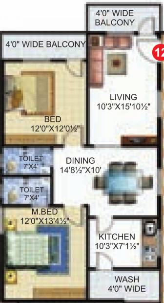 Sri Krishna Builders And Developers Excel Stone (2BHK+2T (1,227 sq ft) 1227 sq ft)