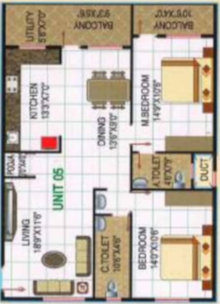 Surya Spaces (2BHK+2T (1,320 sq ft) 1320 sq ft)