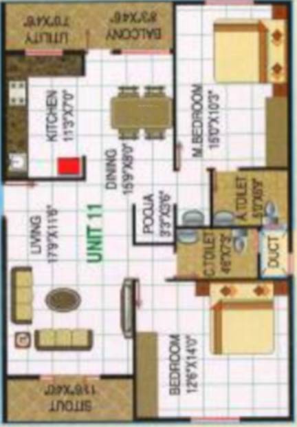 Surya Spaces (2BHK+2T (1,255 sq ft) 1255 sq ft)