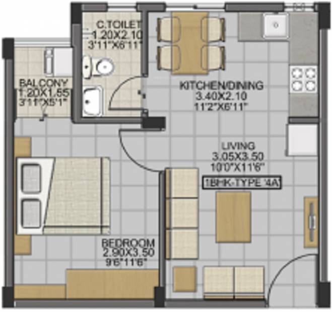 Isha Anandham (1BHK+1T (519 sq ft) 519 sq ft)