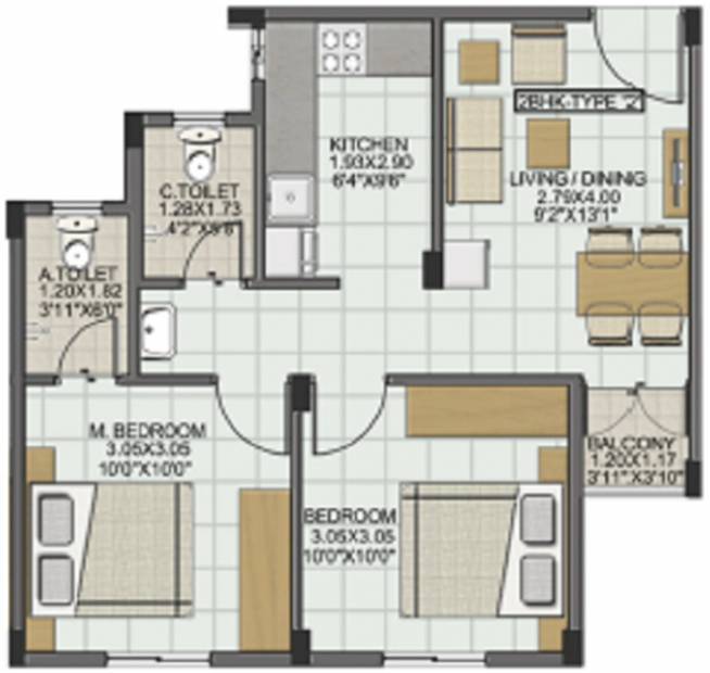 Isha Anandham (2BHK+2T (706 sq ft) 706 sq ft)