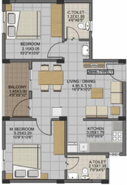 Isha Anandham (2BHK+2T (806 sq ft) 806 sq ft)